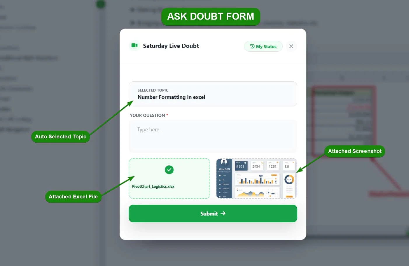 Doubt Submission Interface